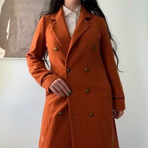 Scotch & Soda Bright Orange Full Length Trench Coat sz S